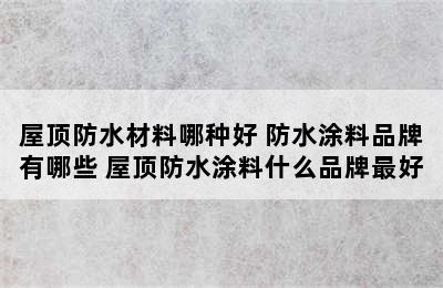 屋顶防水材料哪种好 防水涂料品牌有哪些 屋顶防水涂料什么品牌最好